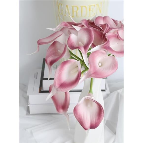 Pink Fake Calla Lily Flowers 24PCS Real Touch Pink Calla Lily Faux Flowers - Picture 2 of 8